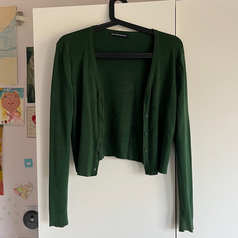 Forest green button up cardigan